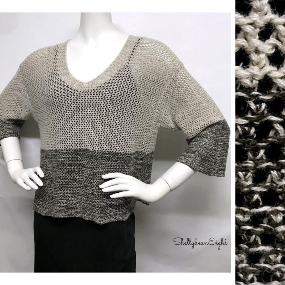 EMANUEL UNGARO Open Weave Knit Top Sweater M 10